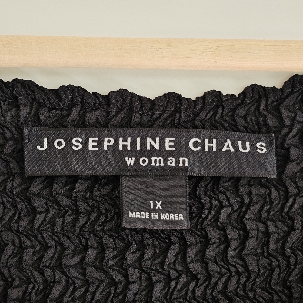 Josephine Chaus Woman Black Crinkle Pleated Sleeveless Top 1X - Picture 5 of 8